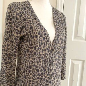 Ann Taylor Lightweight Gray Leopard Print Cardigan, Size S